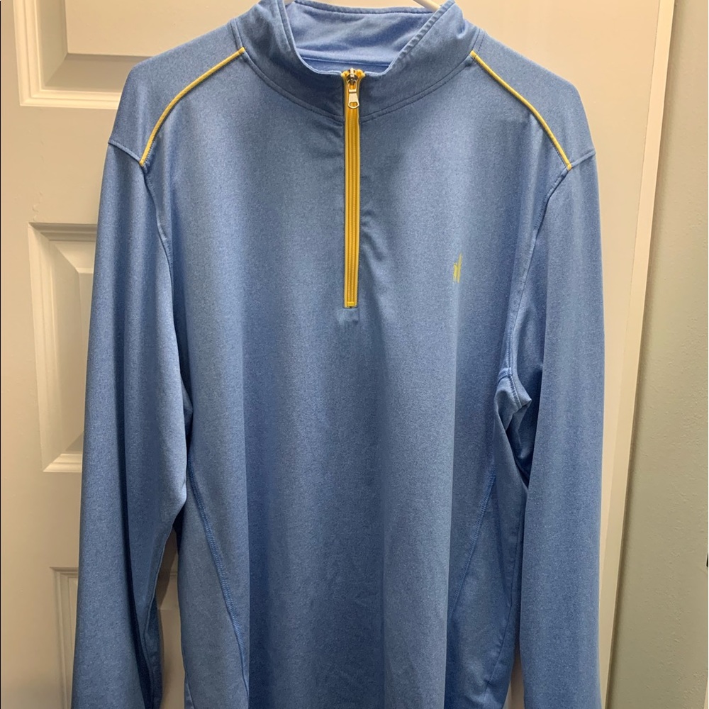 Johnnie-O 1/4 zip Men’s Prep Performance, light blue pullover.